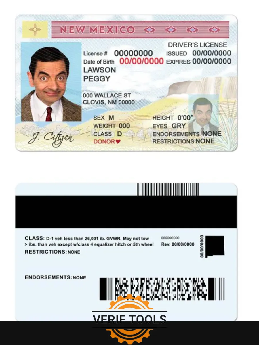 Usa State New Mexico Driving License — Driver License