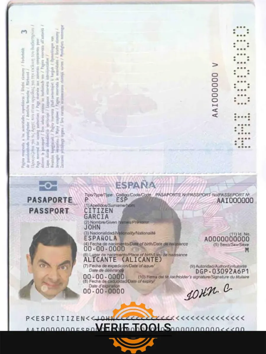 Spain Passport Template In Psd Format Fully Editable Till 2015 — Passports