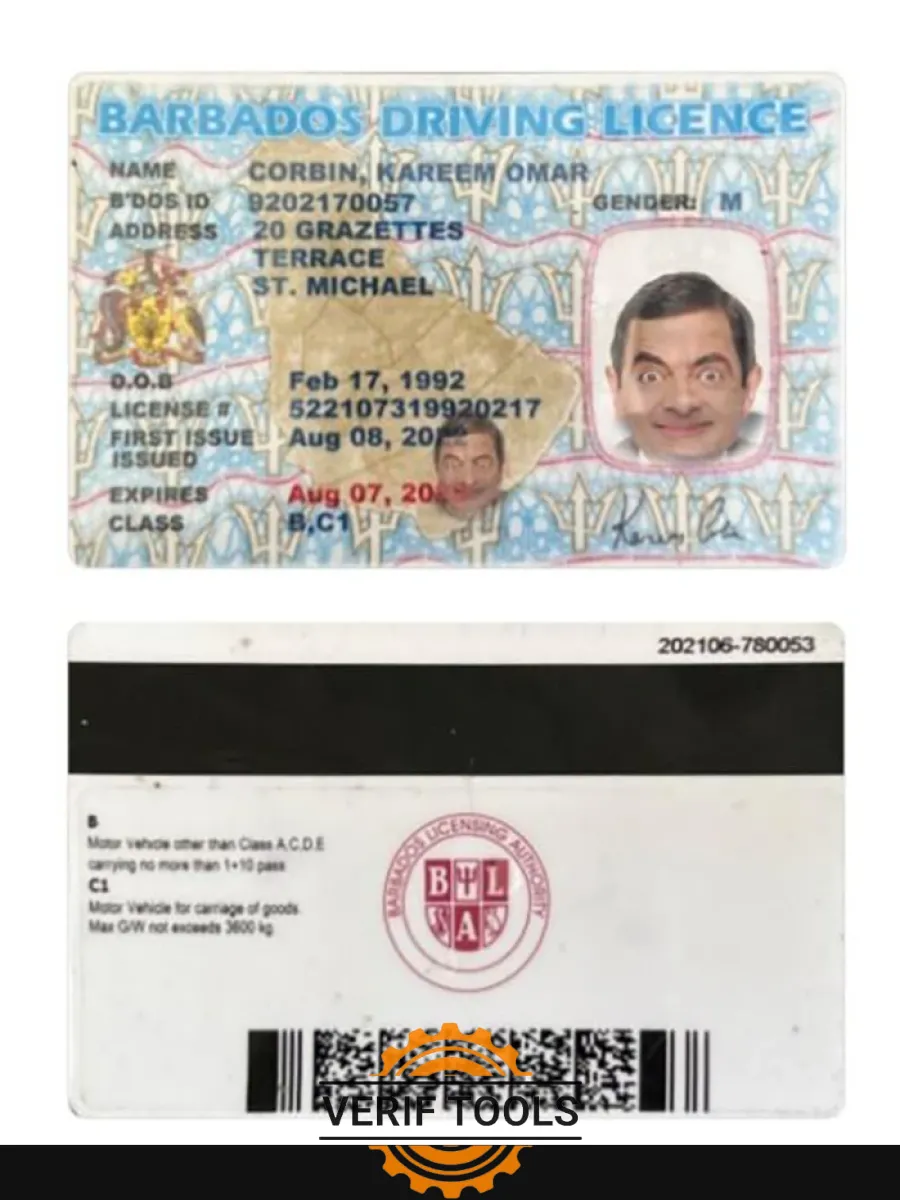 Barbados Driving License — Driver License