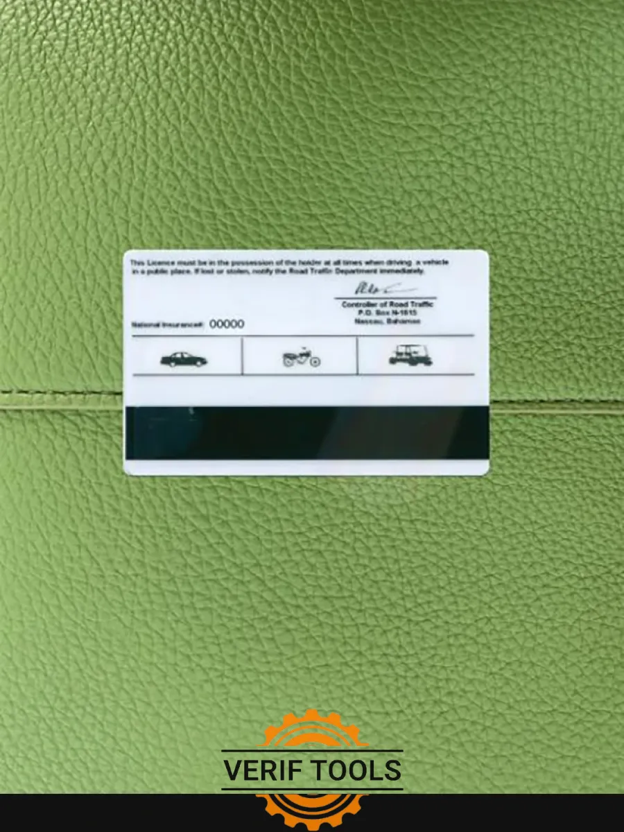 Bahamas Driving License Photolook Back — Driver License