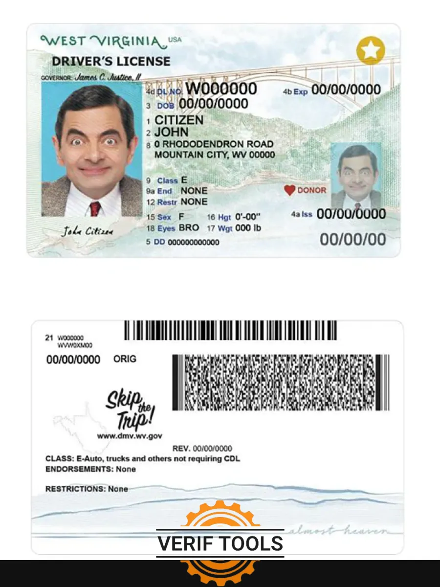 Usa West Virginia Driving 2023 Present License — Driver License